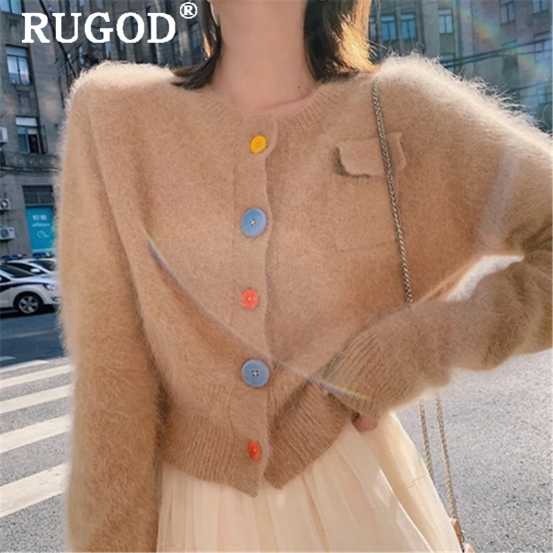 RIUGOD Cashmere cardigan women elegant single-breasted long sleeve slim knit sweater coats female 2019 Casual soft auturm |