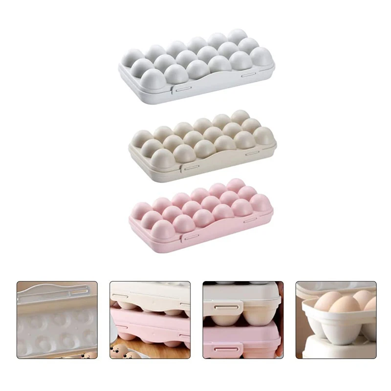 

3 Pcs 18-Grid Egg Tray Holder Egg Storage Box Fridge Crisper Storage Box Camping Picnic BBQ ShockProof Egg Holder Box