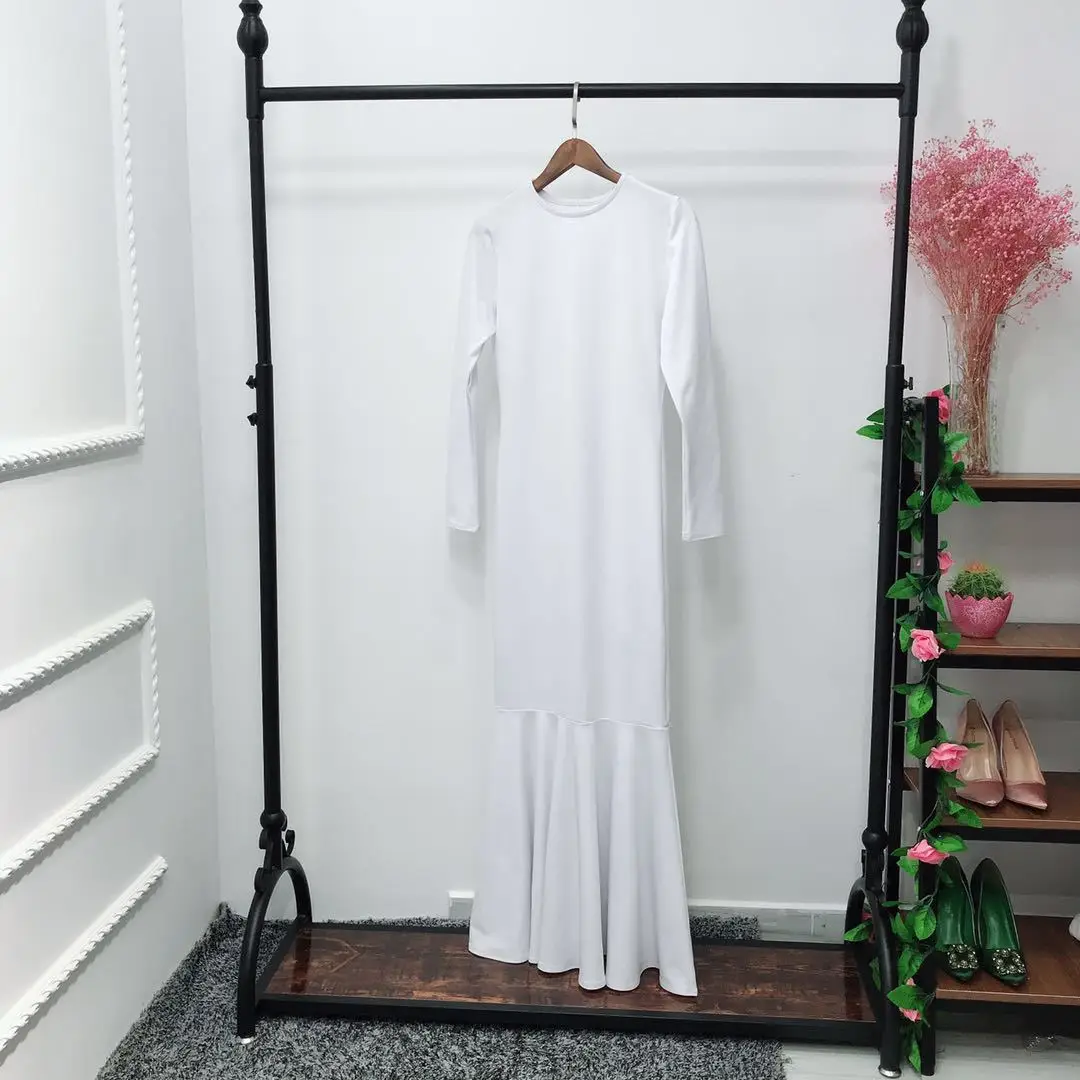

2021 autumn and winter new fashion women's solid color long sleeve dress White