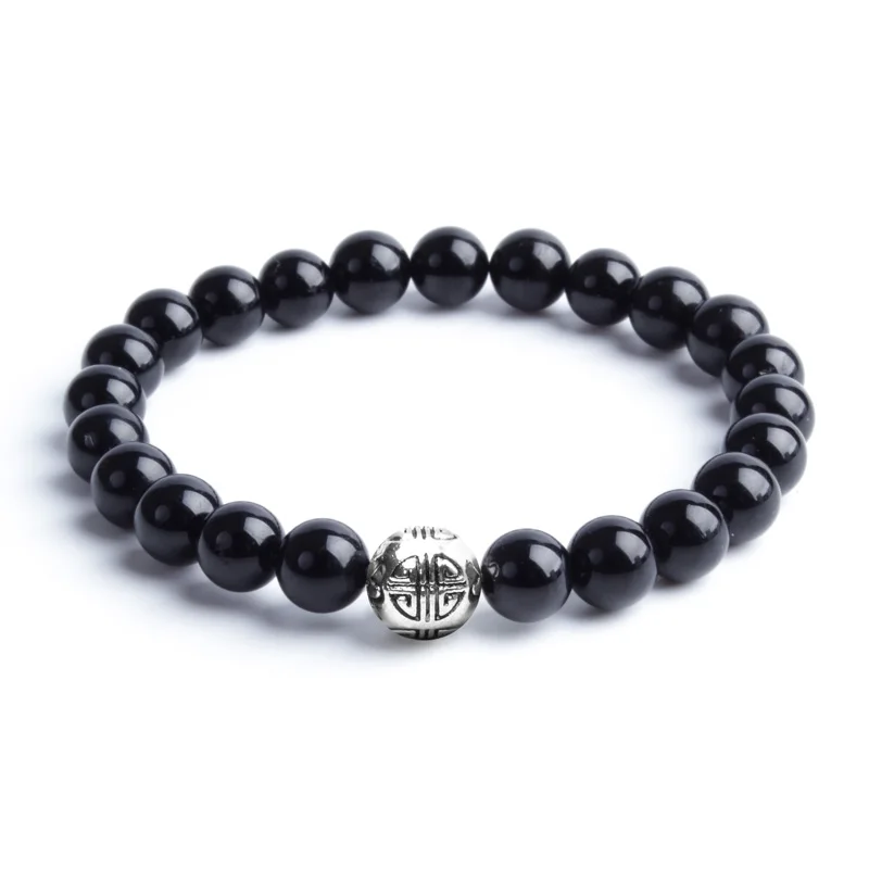 Браслет из черного турмалина 8 мм | Украшения и аксессуары