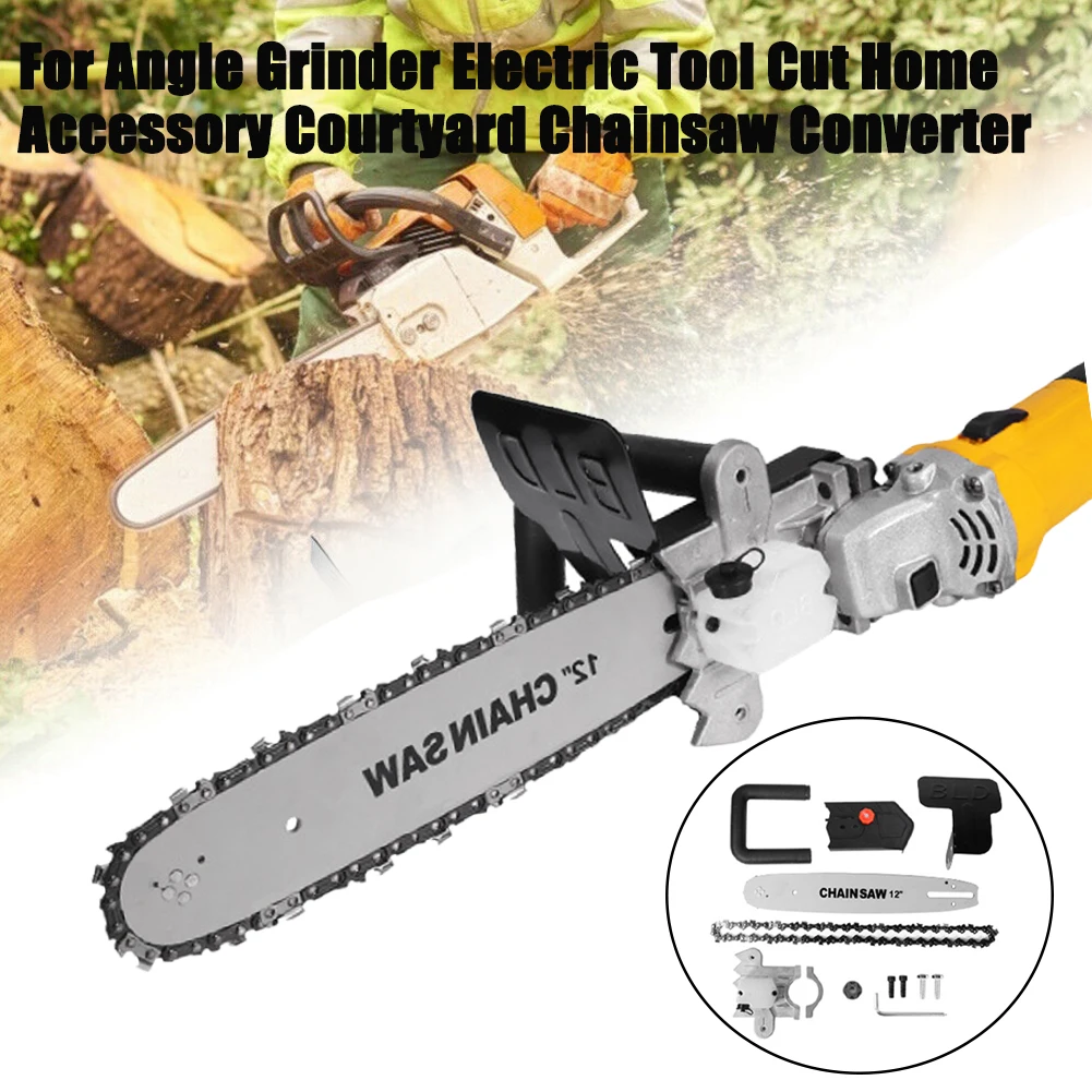 

Chainsaw Converter For Angle Grinder Conversion Equipment Electric Tool Woodworking Home Polisher Garden Tree Branch Cut Durable