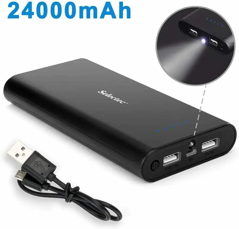 

Power Bank 24000mAh Portable Phone Charger with 2 USB Ports High Speed External