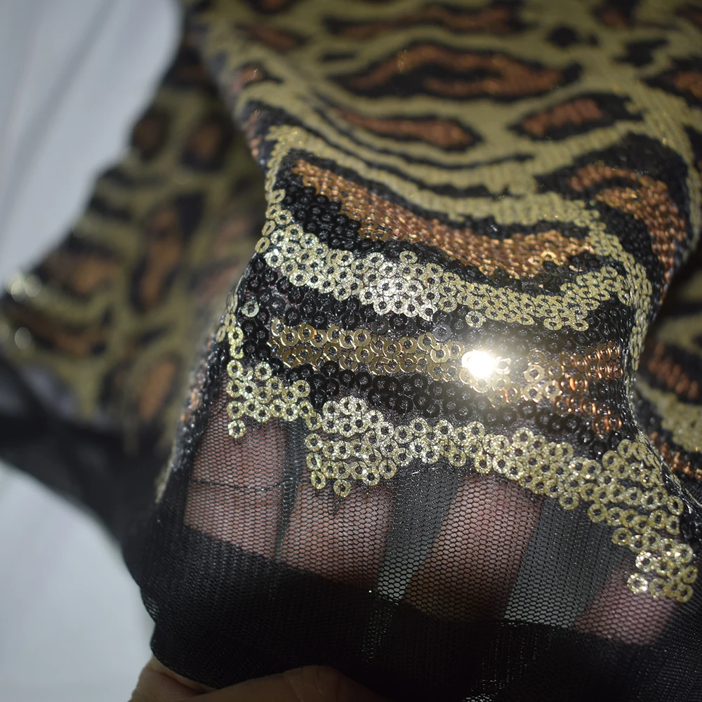 Блестящая ткань с леопардовым принтом 3 мм Лидер продаж модный дизайнерский
