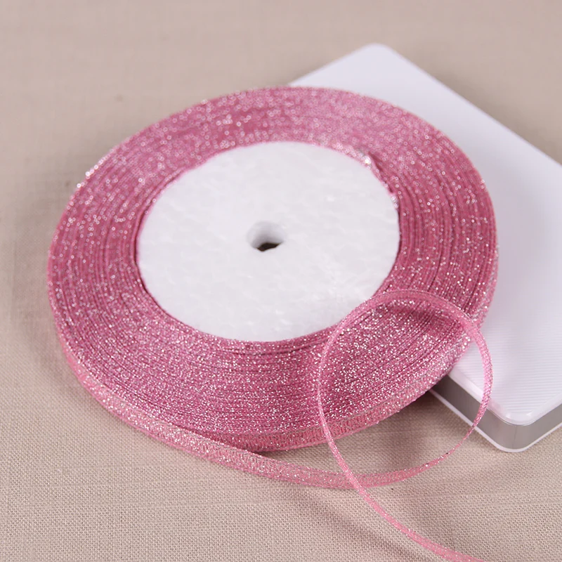 Блестящие ленты 1/4 дюйма (6 мм) 25 ярдов золотистые серебристые металлические для