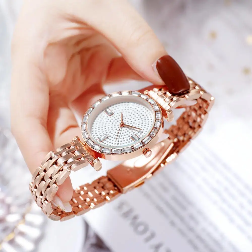 

Women Luxury Rhinestone Shiny Small Round Dial Buckle Wristwatch Watch Gift Quartz Wristwatch Relogio Feminino Reloj Mujer