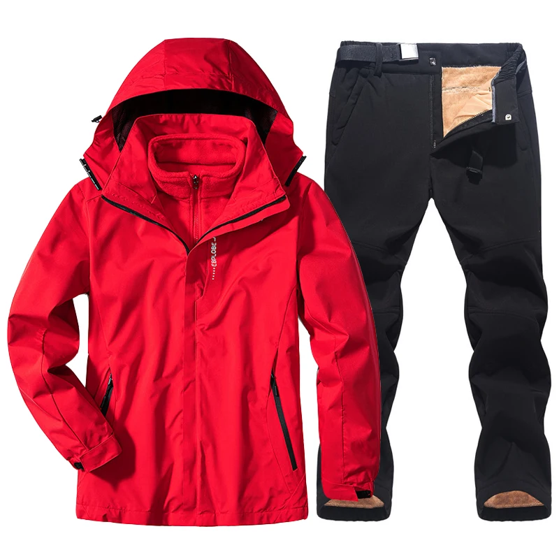 Ski Suit for Men Thicken Warm Windproof Waterproof Jacket and Pants Winter Snowboard Snow Coat Outdoor Skiing Trekking Trousers