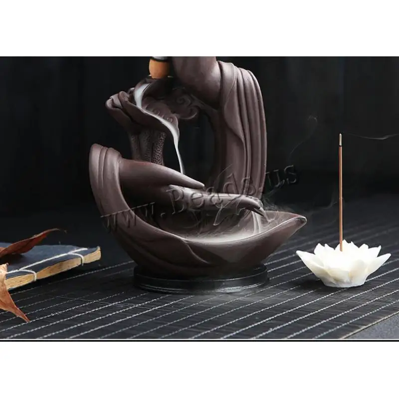 

Creative Buddha Hand Ceramic Censer Backflow Incense Burner Smoke Waterfall Lotus Flower Incense Sticks Holder Home Decor