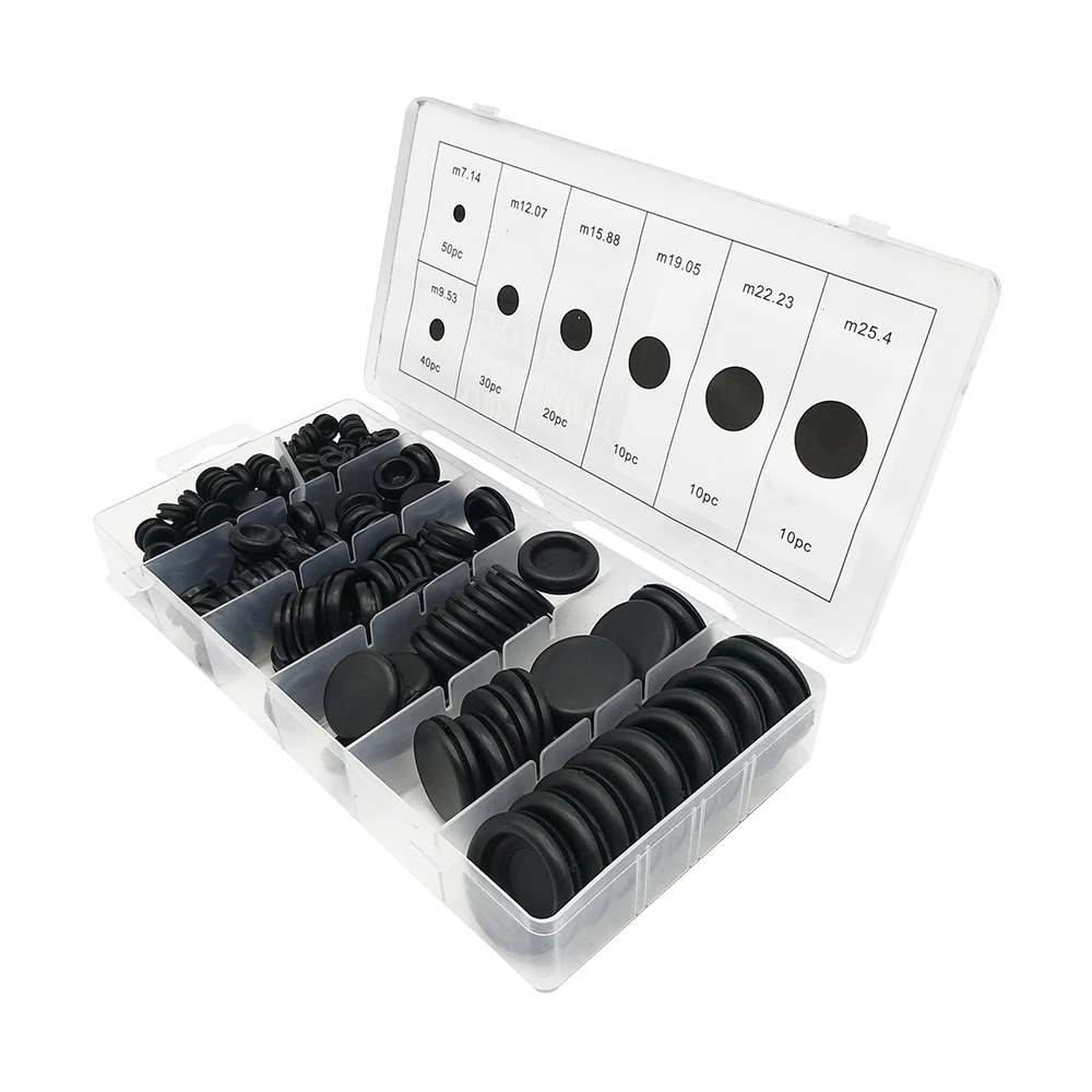 170pcs Black Rubber Grommet Firewall Hole Plug Retaining Ring Set Car Electrical Wire Gasket Kit For Valve Water Pipe tools set |