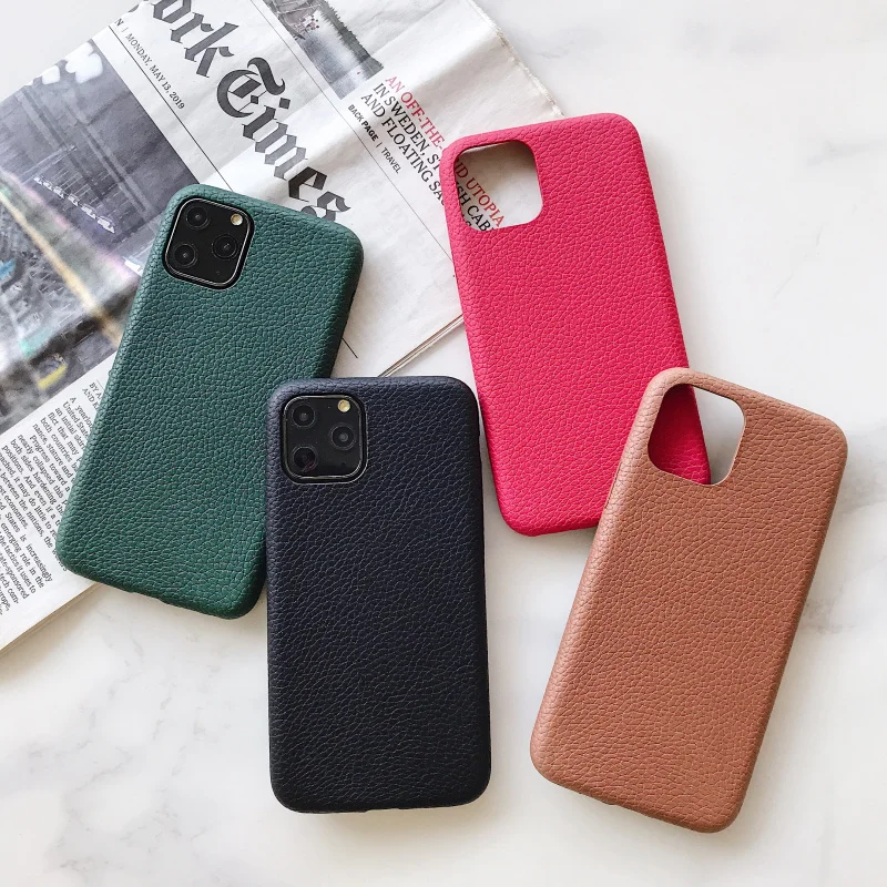 Текстурный чехол Lychee из искусственной кожи для телефона iPhone 11 pro max X XS Max XR