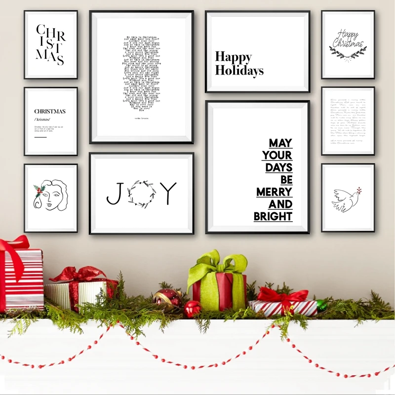 Рождественские украшения рождественские цитаты постеры и принты линия