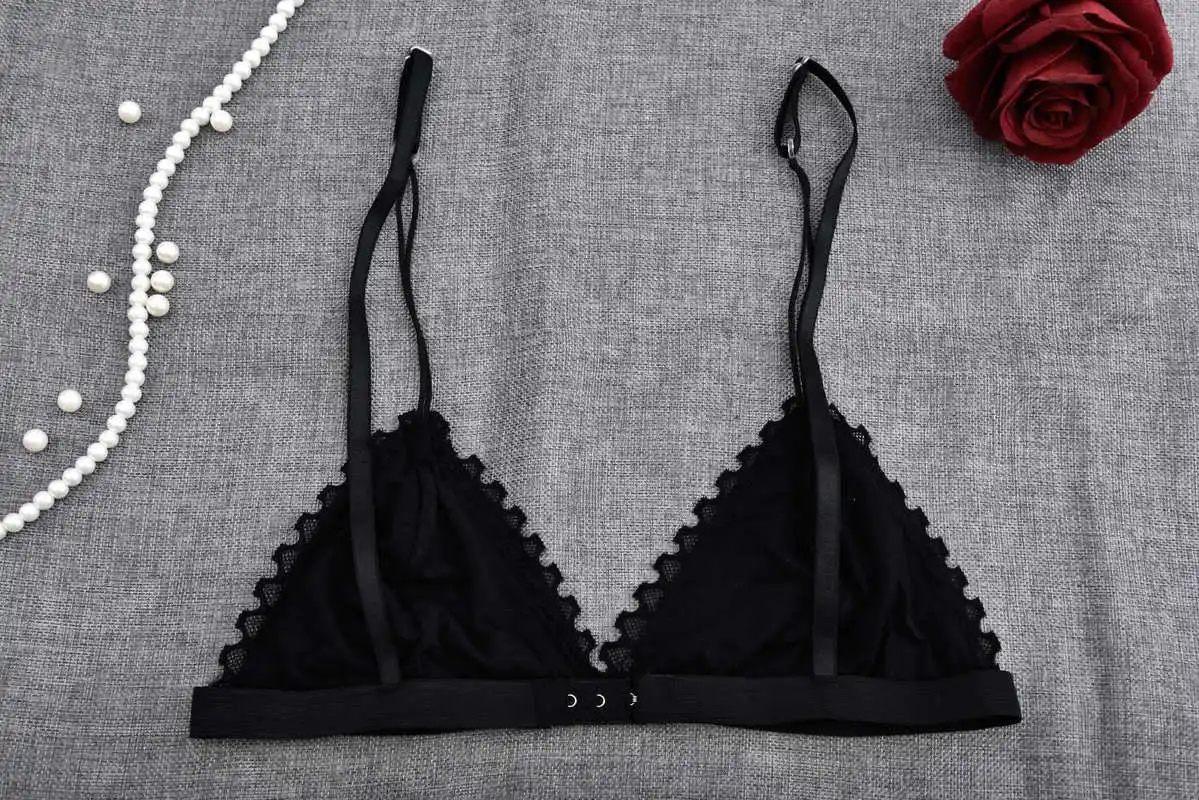 Women Sheer Halter Top Sexy Lace Wire Bra Bralette Bustier Underwear Wireless Bras Cropped Strappy Brassiere bralett encaje | Женская