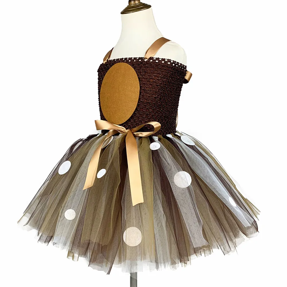 Christmas Deer Kid Tutu Dress Toddler Baby Brown Santa Reindeer Costume for Girls Children Halloween Purim Up Clothes Gift | Детская