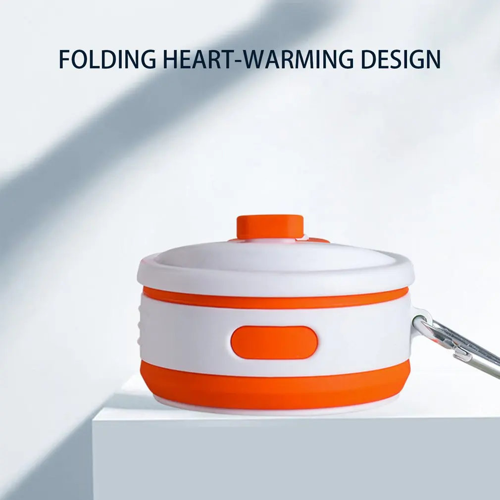 Портативная Складная силиконовая чашка с карабином телескопическая складная