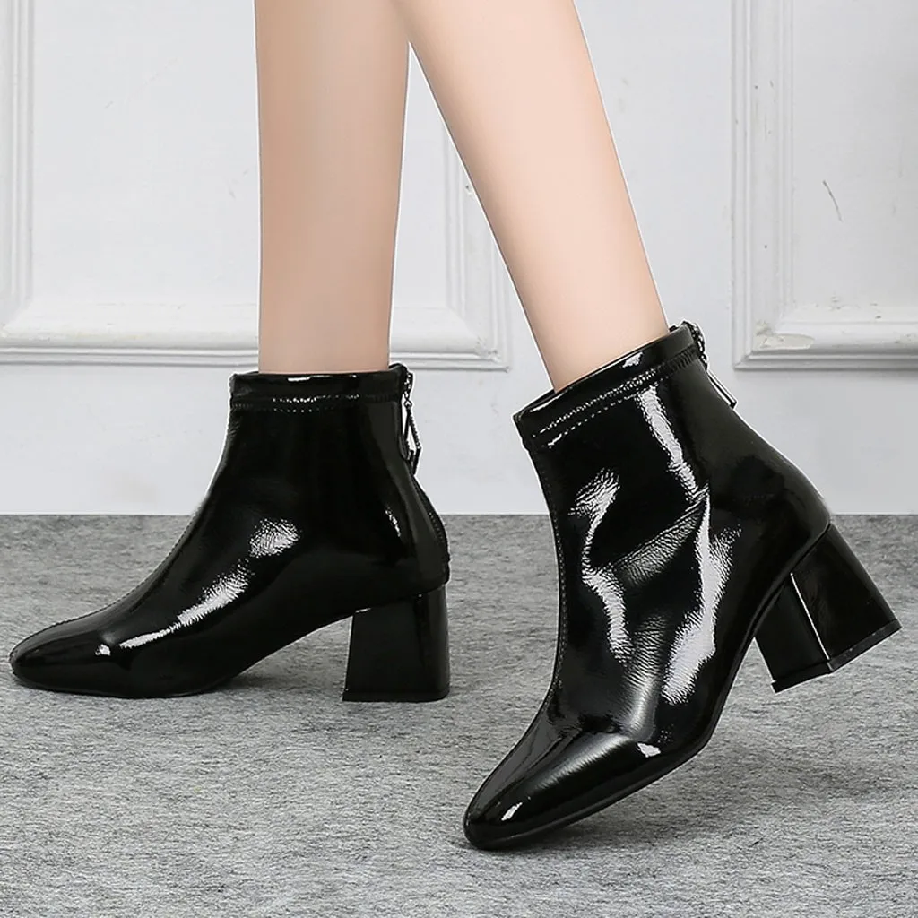 Зимние ботинки женская обувь из искусственной кожи водонепроницаемые ботильоны