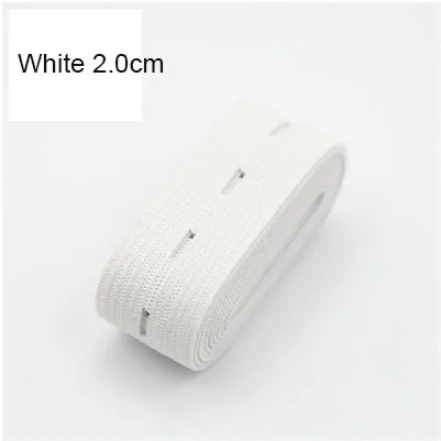 2cm White 1meter 2 см цветная Регулируемая плоская эластичная лента с отверстиями для пуговиц эластичная лента для детских подгузников для беременных швейных аксессуаров 1 м - Цвет: 2cm White 1meter