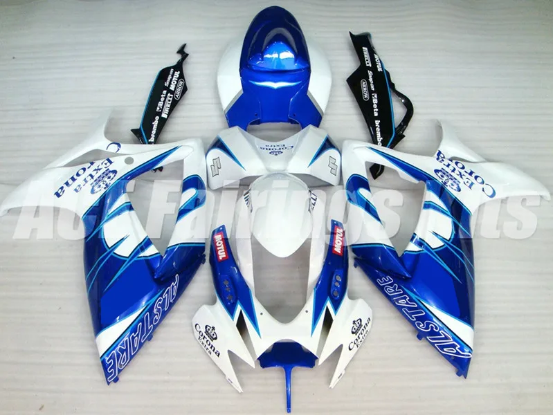 

Новинка из АБС-пластика для мотоцикла весь обтекатели комплект подходит для SUZUKI GSX-R600 GSX-R750 06 07 600 750 K6 GSXR 600 750 2006 2007 синий белый corona