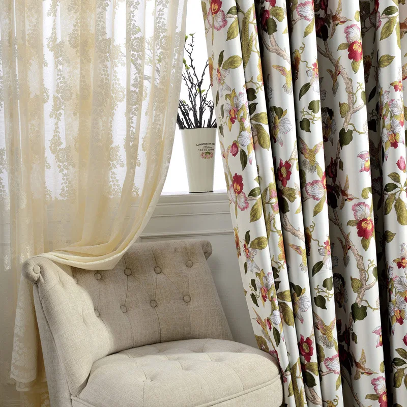 

Pastoral Blackout Curtains for Living Room Printed Window Curtains for Bedroom Curtains Fabrics Ready Made Finished Drapes