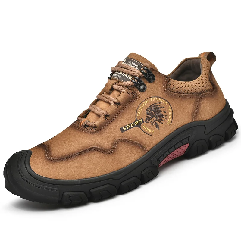 

Fashion Men Casual Leather Shoes Outdoor High Quality Split Leather Men Trekking Climbing Shoes Outdoor Sport Shoes Men Big Size