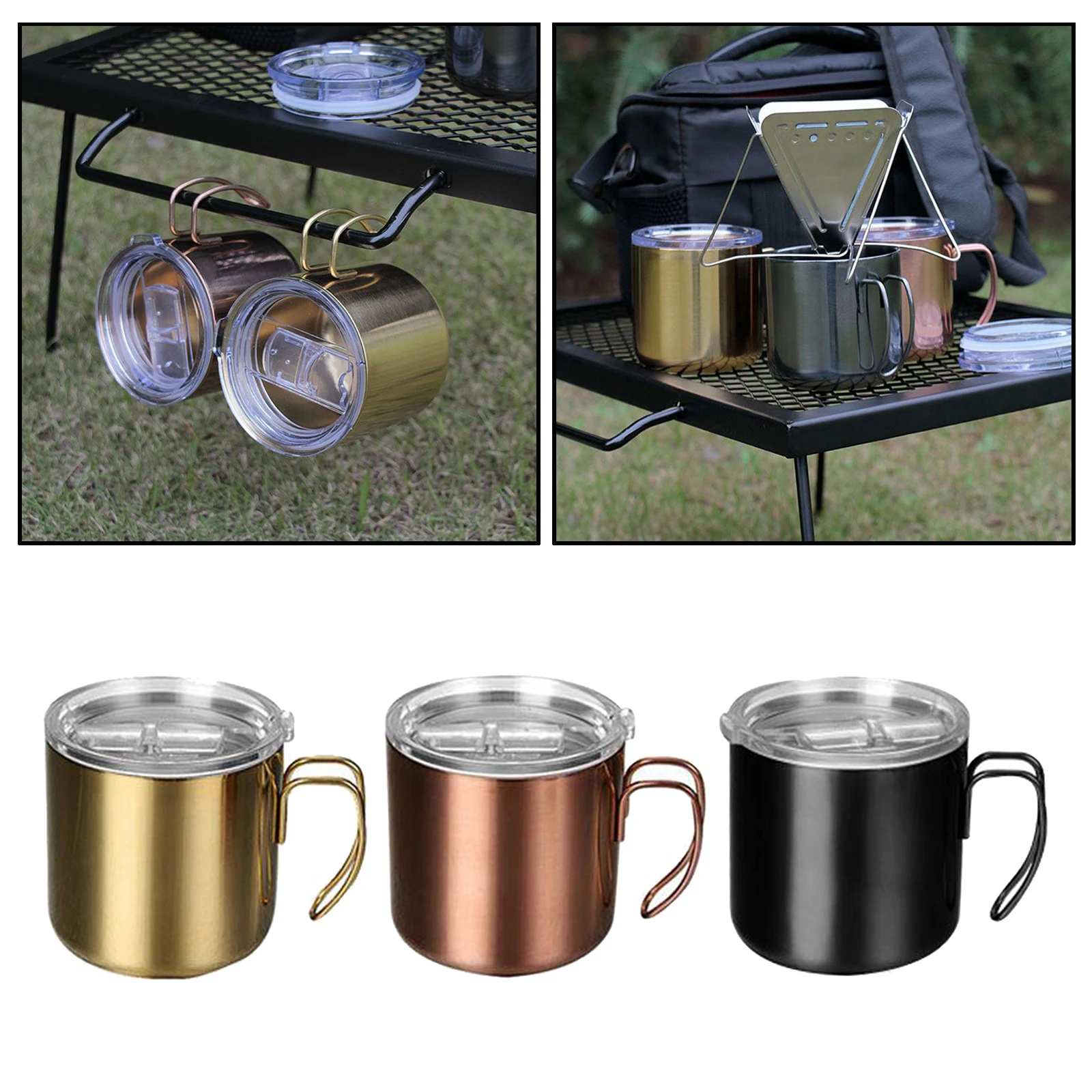 

Coffee Mug Vacuum Insulated Camping Mug with Lid Outdoor Travel Tumbler Cup, 400ml