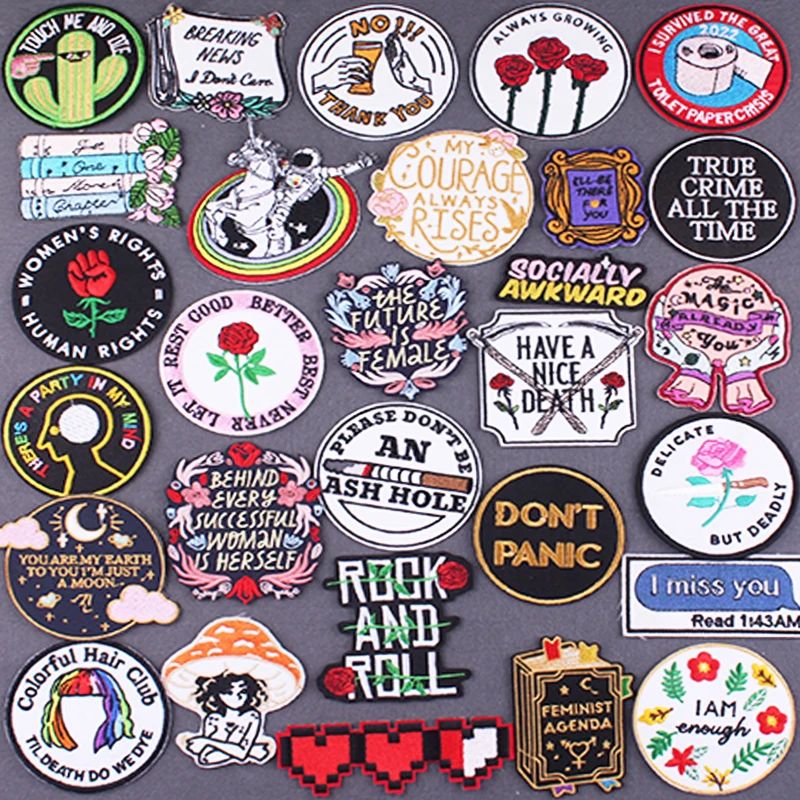 

Hippie Letters Clothing Thermoadhesive Patches Cartoon Embroideried Patches For Clothing Stickers Stripes DIY Embroideried Patch