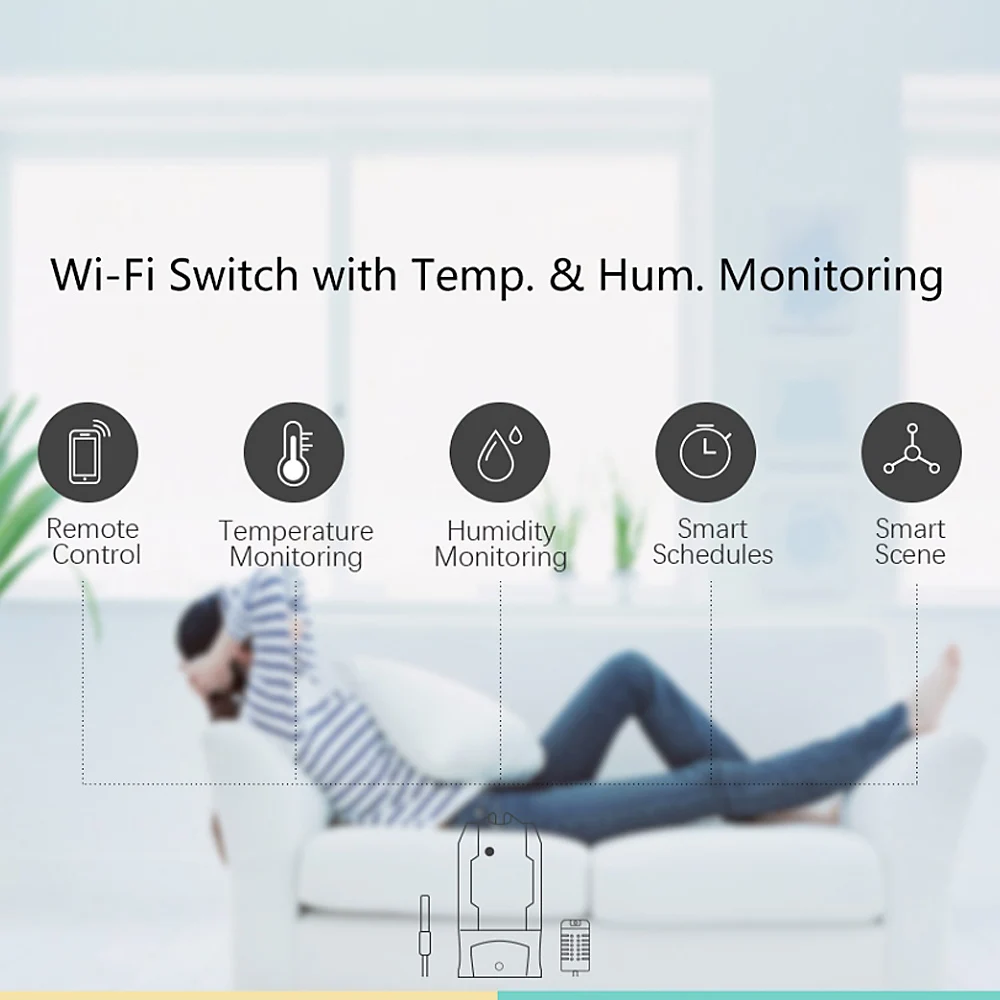 Беспроводной смарт переключатель SONOFF с Wi Fi мониторинг температуры и влажности