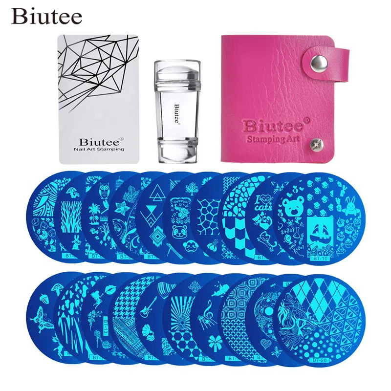 Biutee 30 шт./компл. пластины для штамповки ногтей набор геометрических цветов мульти-шаблон ногтей пластины штамп искусство украшения ногтей аксессуары