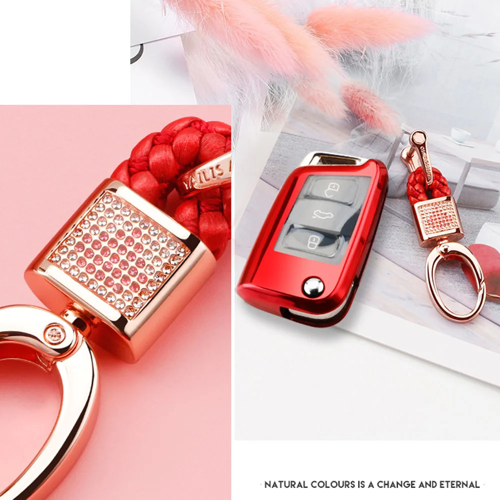 Складной ТПУ чехол для автомобильного ключа с 3 кнопками оболочка Volkswagen VW Golf 7 Lamando