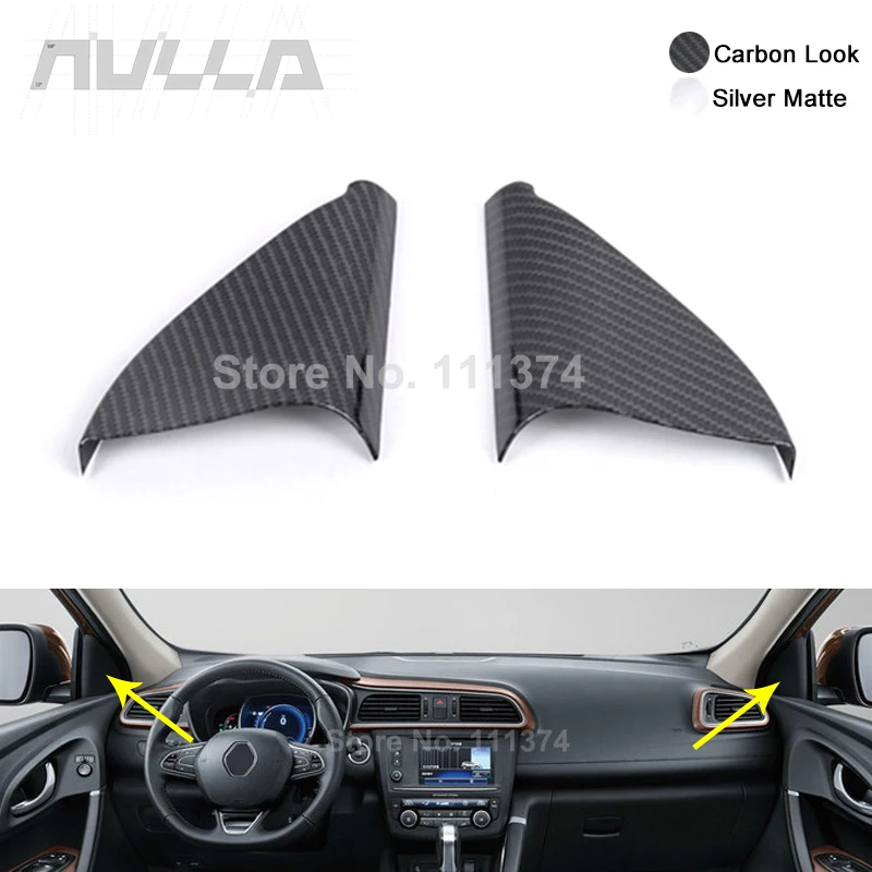 

Абс карбоновый внешний вид внутренняя треугольная декоративная крышка обшивка для Renault Kadjar 2015 2017 2019 аксессуары для украшения интерьера