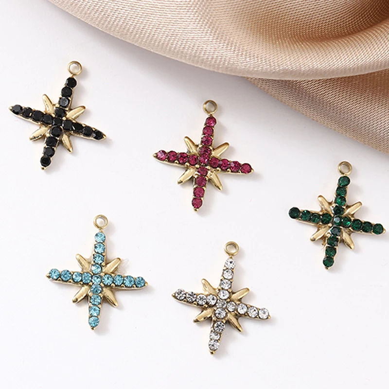

3pcs Luxurious Cross Charms For Jewelry Making Stainless Steel Zircons Gold Pendants Charm DIY Necklace Bracelet Earring Charms