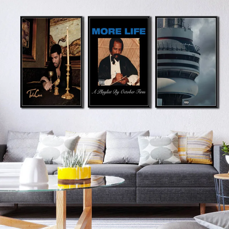 

Drake Hot Music Album More Life Vews Hip Hop Rap Rapper Star Art Painting Silk Canvas Poster Wall Home Decor