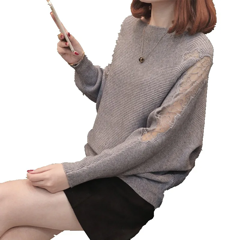 Осенний женский новый свитер большого размера цельный воротник Корейская версия
