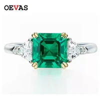 oevas 100 925 sterling silver 1 4 carats real lab grown emerald wedding rings for women engagement party fine jewelry wholesale