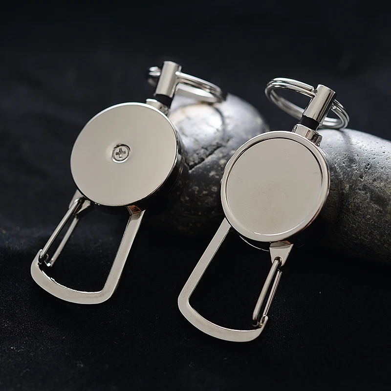 Нержавеющая сталь EDC выдвижной цепочка для ключей брелок овальной формы клип