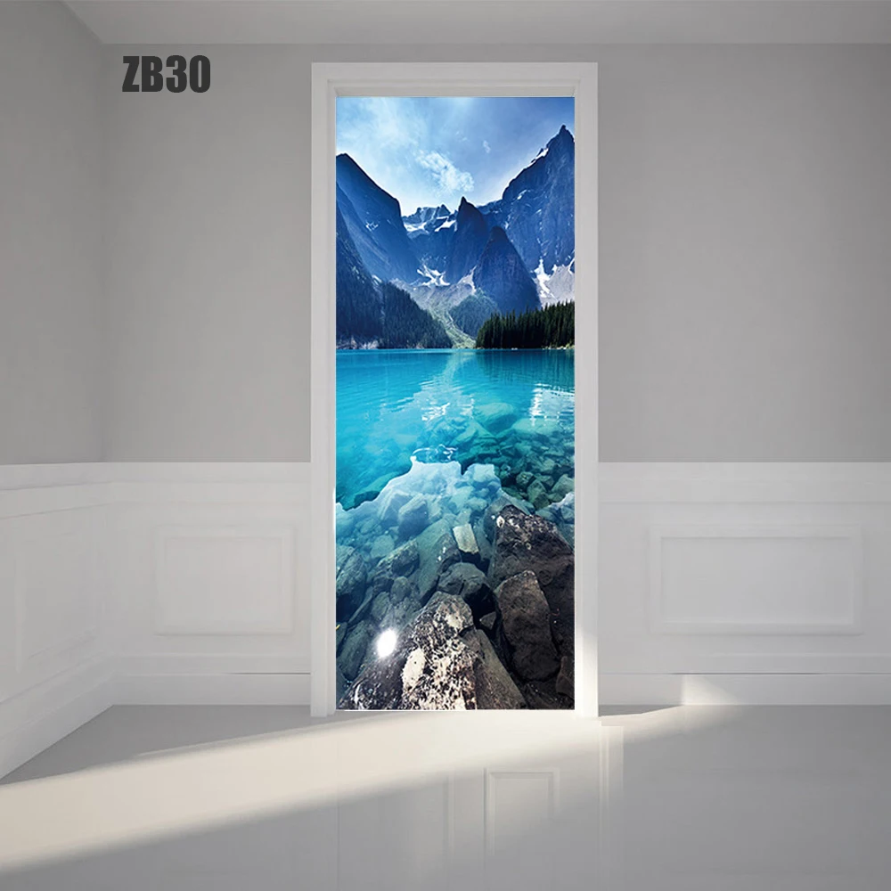 ZB30 Креативные 3D наклейки на дверь DIY домашний декор самоклеющиеся обои на дверь водостойкая Фреска для ремонта дверей спальни - Цвет: ZB30