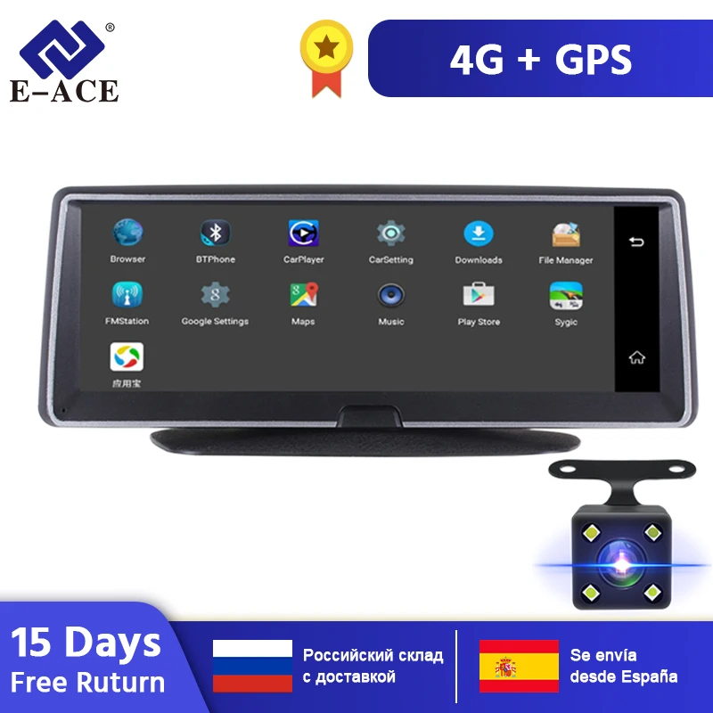 E-ACE, Автомобильный видеорегистратор, 8 дюймов, автомобильная камера, 4G, Android FHD, 1080 P, видео регистратор, gps навигация, ADAS, удаленный монитор, видеорегистратор с двумя объективами