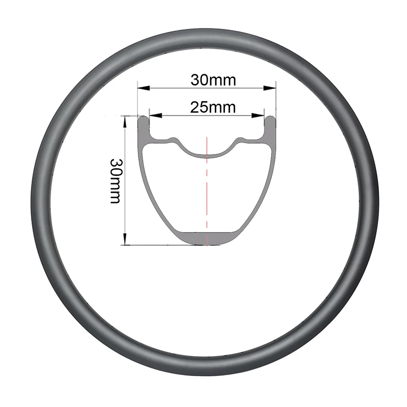 

27.5er 30mm Carbon Tubeless Bike Rim 650B Mountain Bike Wheel Clincher Hookless Mtb Rims Beadless MATT GLOSS UD 3K 12K 24 28 32h