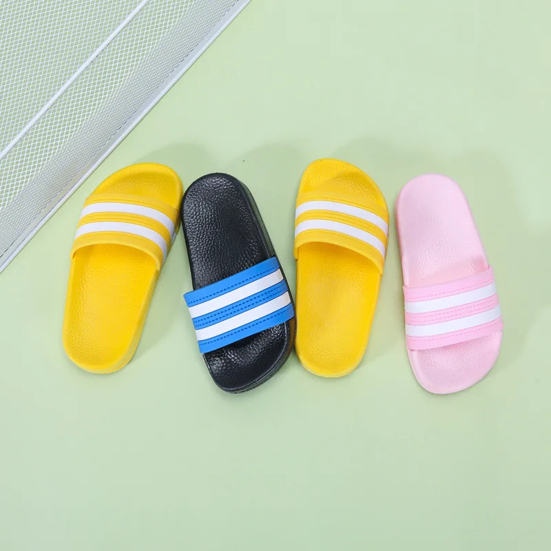 

Summer Striped Children Slippers Boys Girl Home Flip Flop Kids Indoor Beach Sandals Non-slip Parent House Casual Shoes