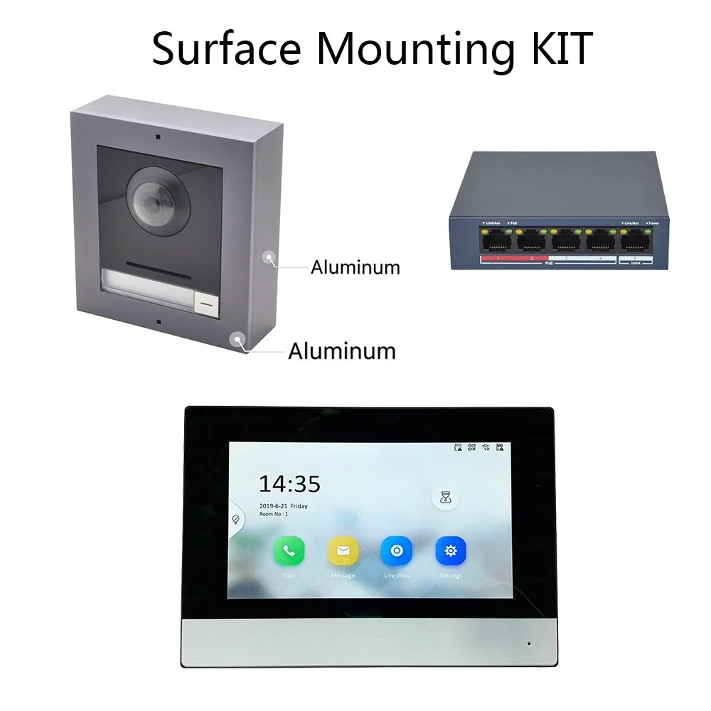 Surface Mounting Hik многоязычный 802.3af POE комплект видеодомофона, IP дверной звонок, наружная камера и WiFi внутренний монитор - Цвет: Surface Mounting