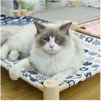 wooden canvas cat bed house cat hammocks elevated damp proof bed for cats small dogs puppy hammocks durable pet house supplies