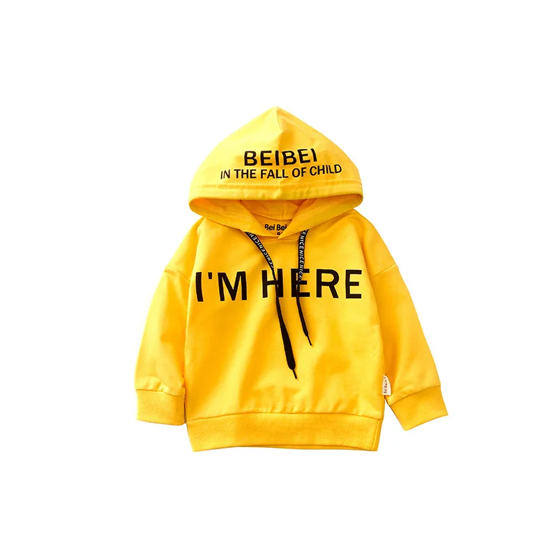Осень новорожденных девочек мальчиков футболка пальто дети я здесь Письмо