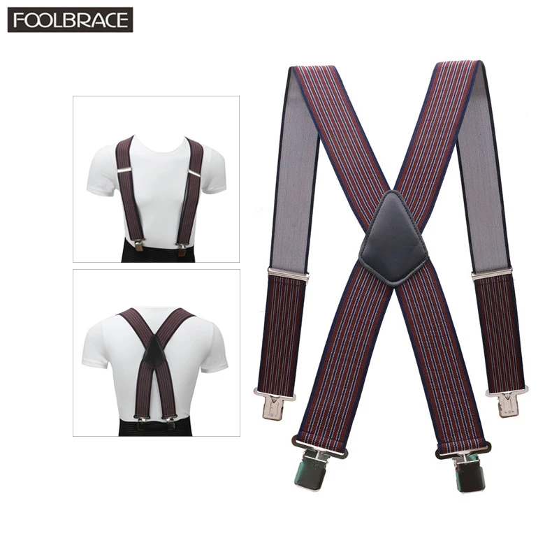 130cm Extra Long Suspenders Plus Size Men Pants X Back Strong Clips 5cm Width Braces With X-back Trousers Man Braces Strap