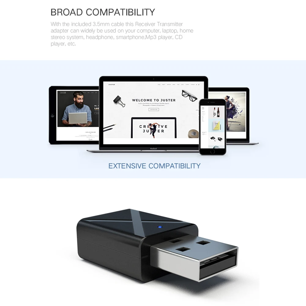Мини Портативный беспроводной USB Bluetooth 5 0 аудио приемник адаптер для дома