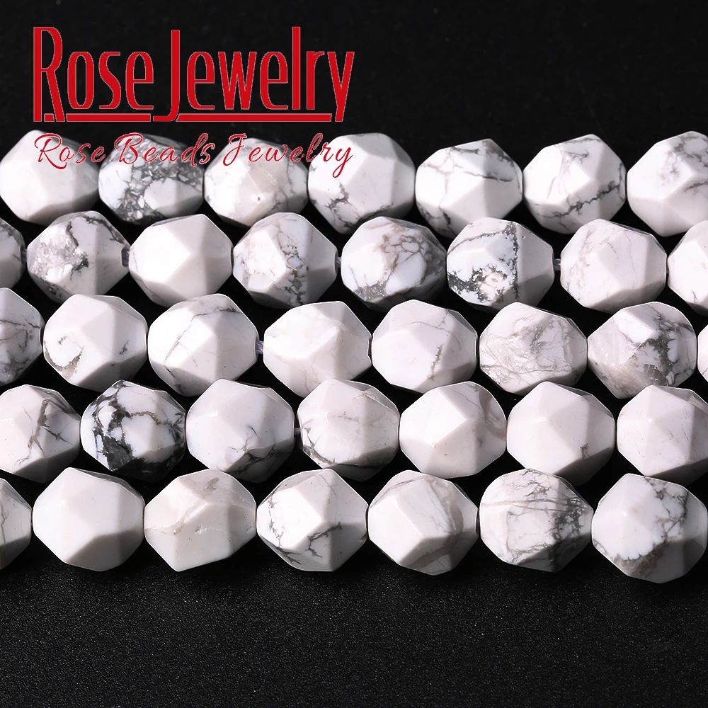 Граненый белый бирюзовый камень Круглые бусины для изготовления ювелирных