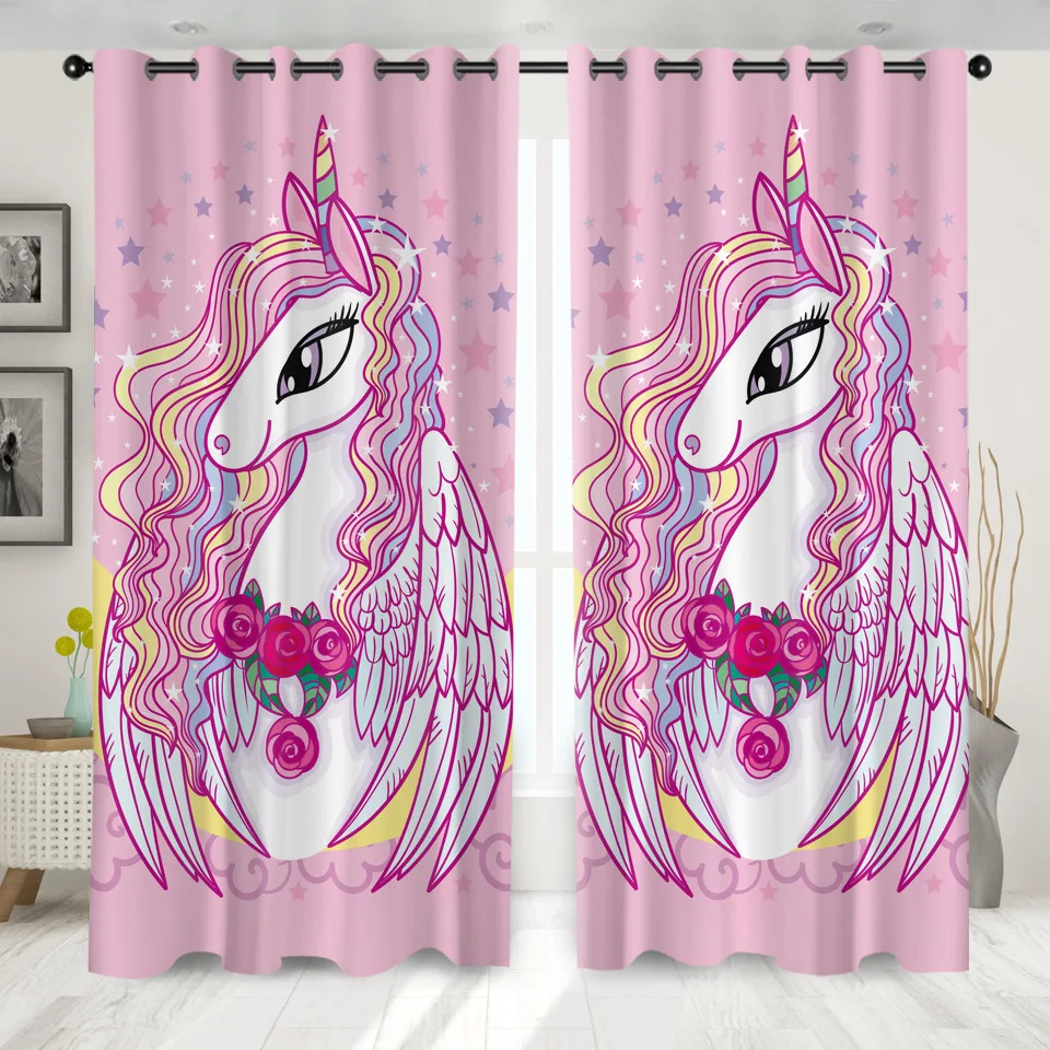 Затемняющие шторы для окон SOFTBATF с розовым единорогом гостиной спальни