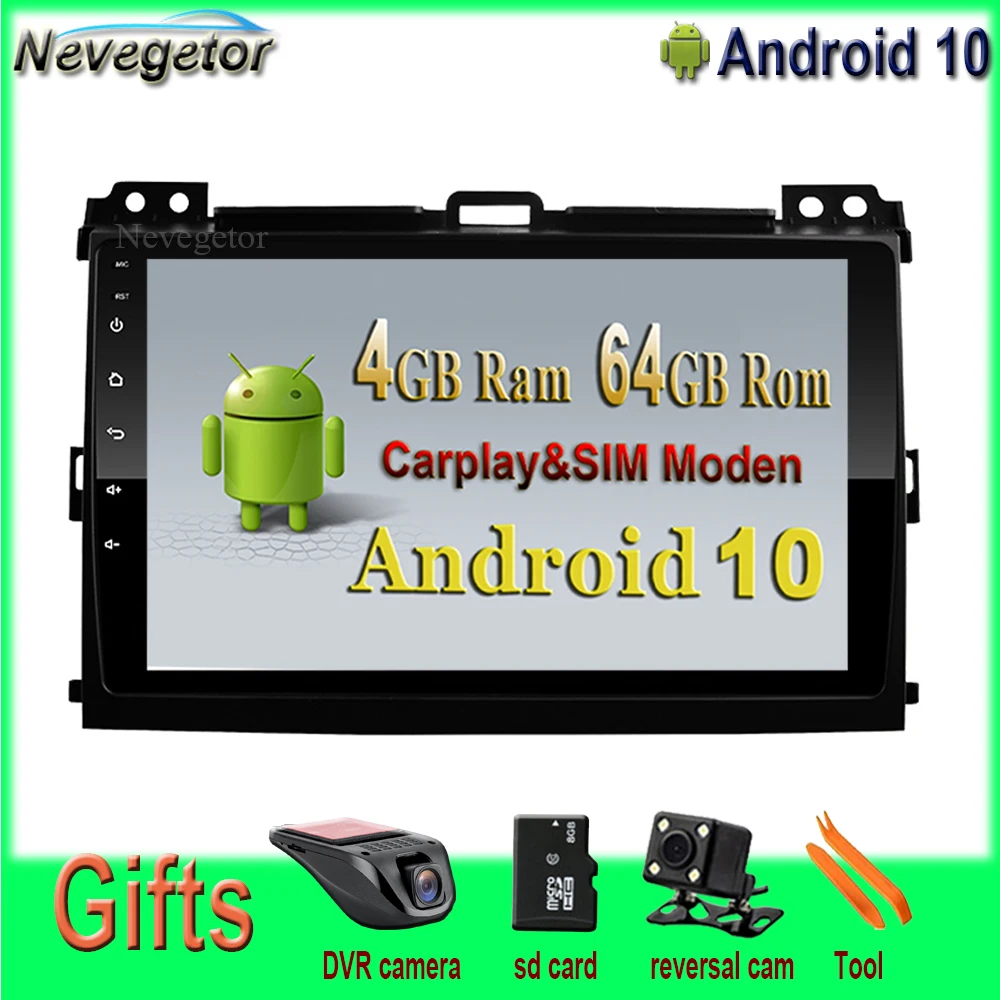 9 ''автомобильный мультимедийный плеер Android 10 для Toyota Land Cruiser Prado 120 2004 2009 Wifi GPS