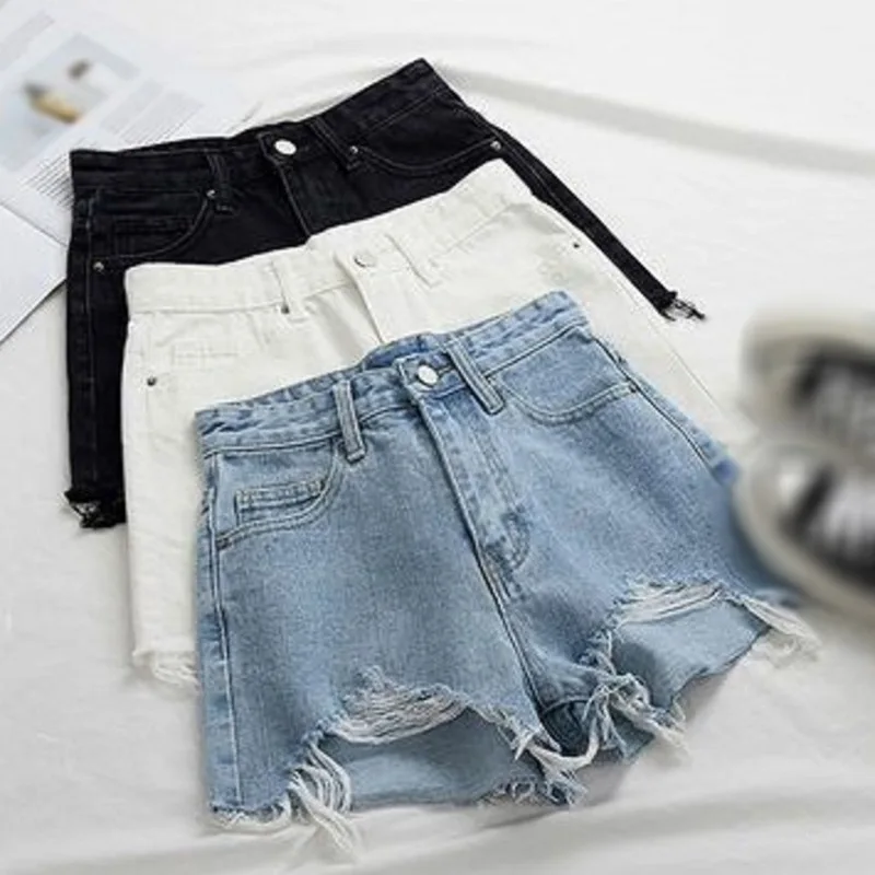 

Summer Casual Denim Women Shorts High Waist Fur-lined Leg-openings Jeans Summer Girls Ladies Sexy Short Jeans