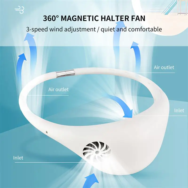 Шеи настенный вентилятор 3 Скорость Мобильный кондиционер Портативный 360