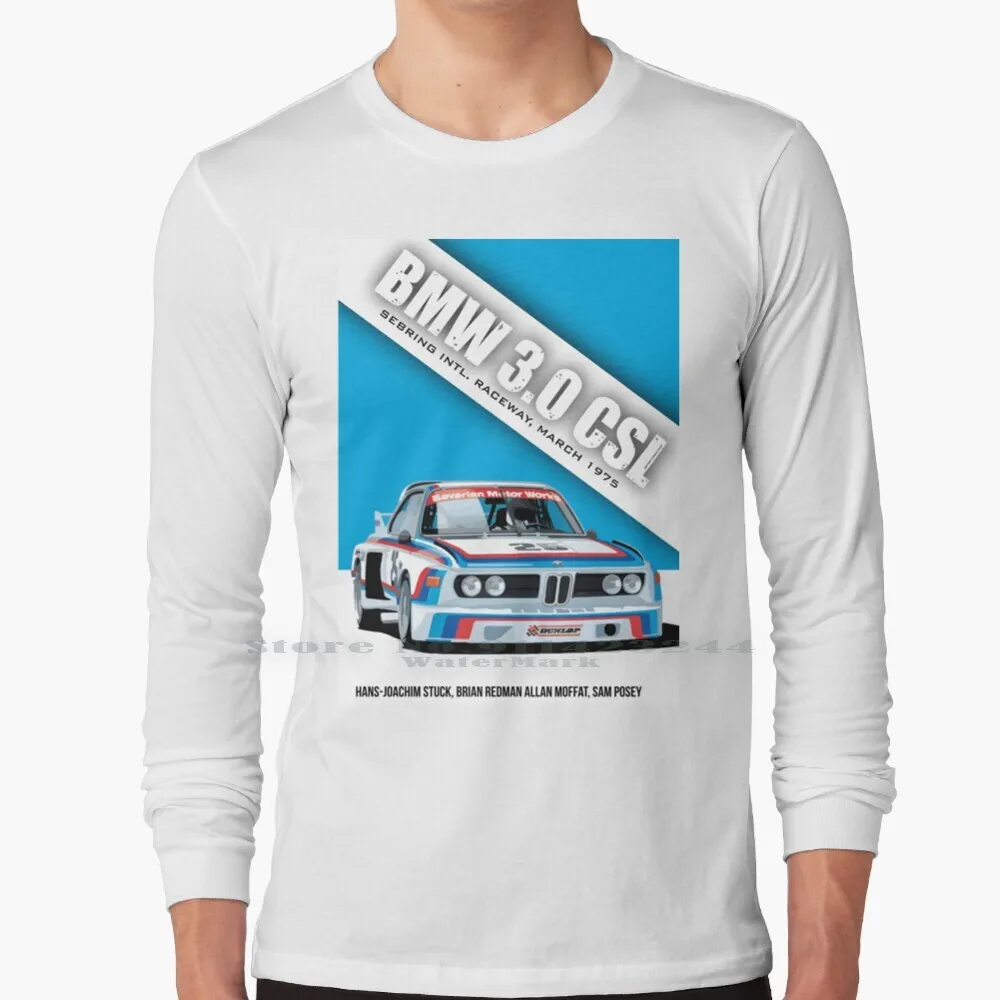 

Винтажный принт для мотоспорта с потрясающим 3,0 Csl футболка с длинным рукавом Tee Sebring International 3 0csl Hans застревает Брайана