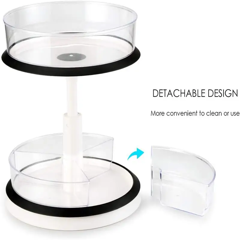 

Kitchen Rotating Shelf Condiment Spice Storage Rack 2 Layers Storage Tray Seasoning Box Holder Organizer Round Turntable Racks