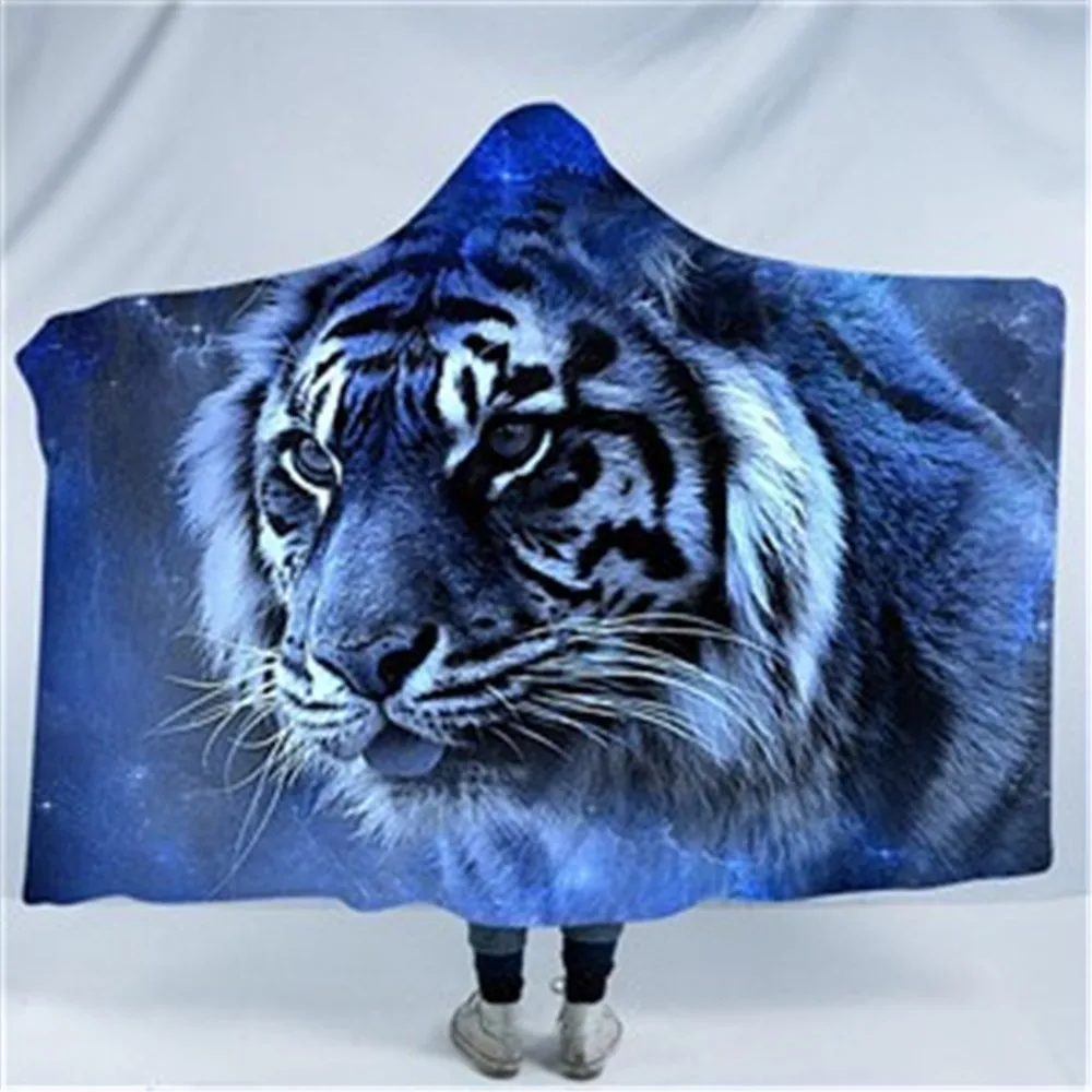 Мягкое одеяло с принтом животных тигра теплая шерстяная бархатная толстовка